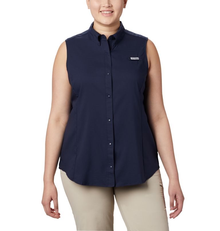 Columbia PFG Tamiami Ermeløse Skjorte Dame Marineblå | Plus Size 81459J